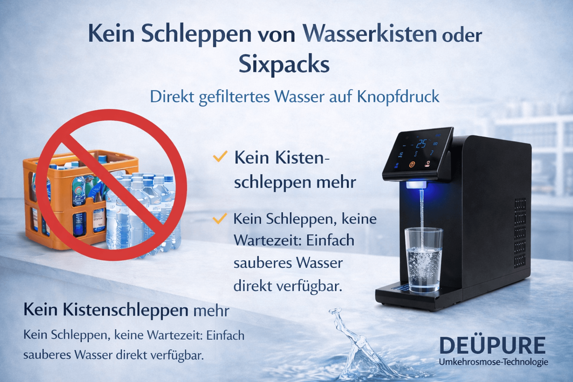 Kein Schleppen von Wasserkisten oder Sixpacks